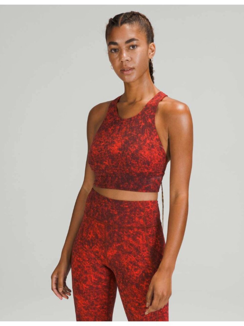 lululemon athletica workout set in Denim Wash Print Autumn Red Black